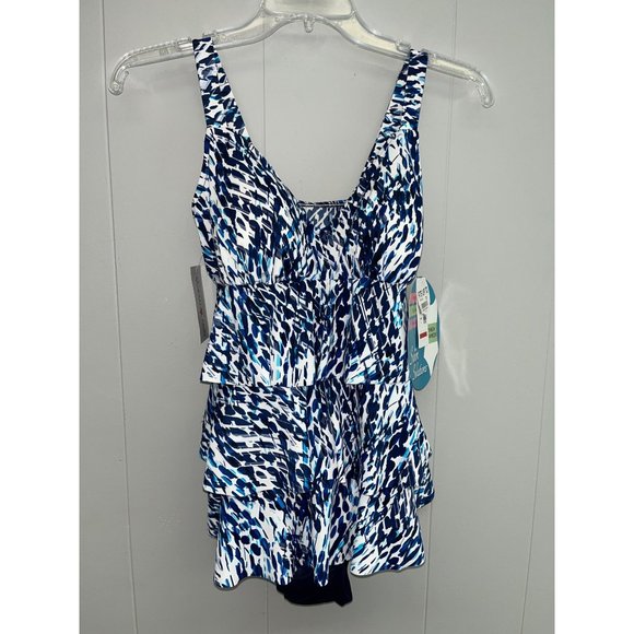 Swim Solutions One Piece‎ Tummy Control Blue Size !0 NWT Blue - Picture 1 of 8